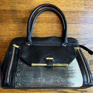Kelly & Katie satchel handbag black vegan leather with gold hardware